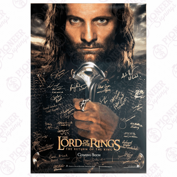 The Lord of the Rings: The Return of the King original 'Aragorn' Teaser quad poster with 'Treebeard' sketch from Daniel Falconer. All autographs obtained from private signings with Pioneer Signings