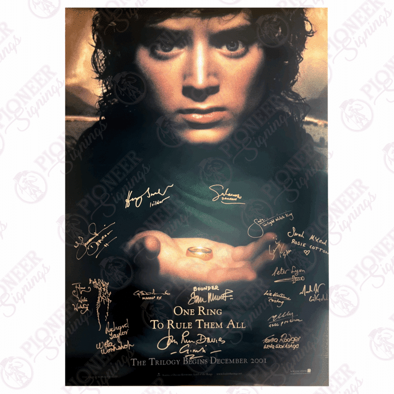 The Lord of the Rings: The Fellowship of the Ring original 'Frodo' One-Sheet poster signed by mutiple cast with 'Treebeard' sketch from Daniel Falconer. All autographs obtained from private signings with Pioneer Signings