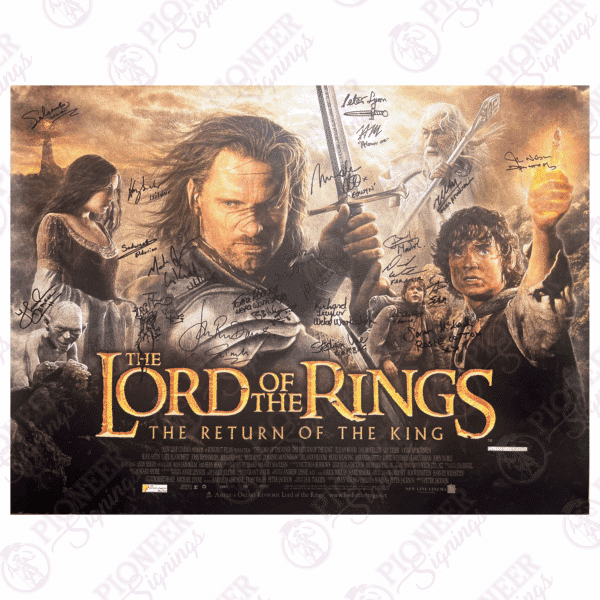 The Lord of the Rings: The Return of the King original theatrical quad poster with 'Treebeard' sketch from Daniel Falconer. All autographs obtained from private signings with Pioneer Signings
