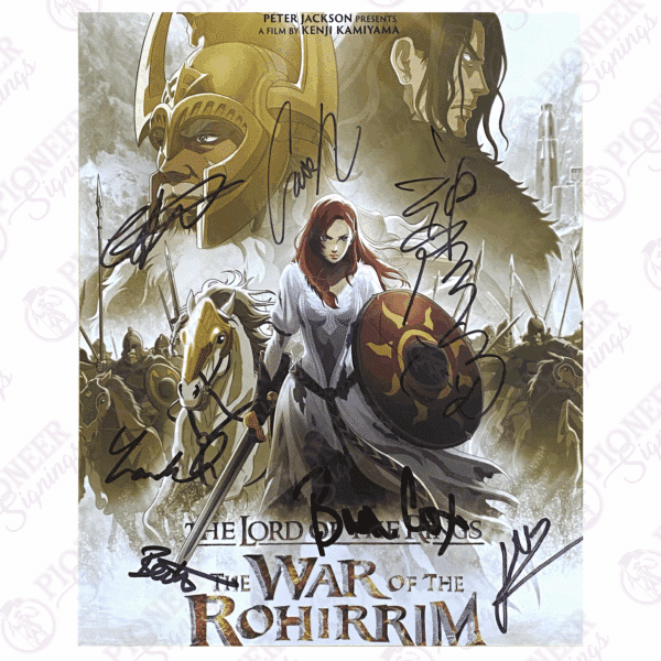The Lord of the Rings: The War of the Rohirrim 8" x 10" Print Signed by Cast & Director (Cropped Image) Brian Cox, Gaia Wise, Luca Pasqualino, Laurence Ubong Williams, Benjamin Wainwright, Yazdan Qafouri, Kenji Kamiyama
