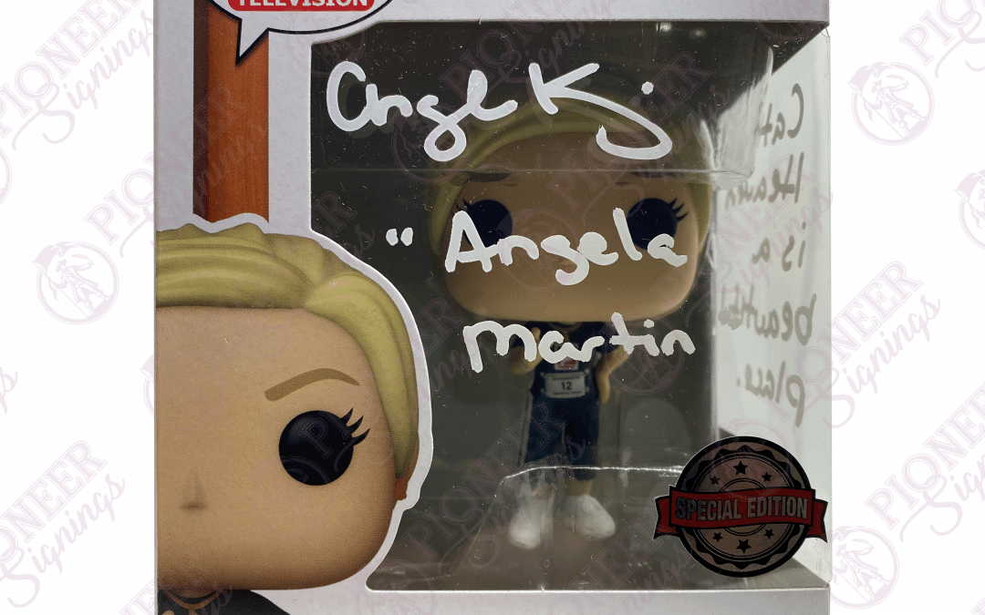 The Office ‘Angela Martin’ Funko Pop! 1159 Signed by Angela Kinsey with Quote – “Cat Heaven is a beautiful place.” (White) +CoA