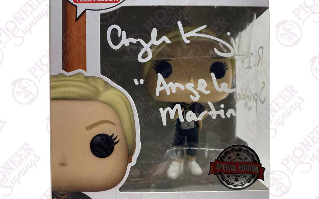 The Office ‘Angela Martin’ Funko Pop! 1159 Signed by Angela Kinsey with Quote – “R.I.P Sprinkles!” (White) +CoA