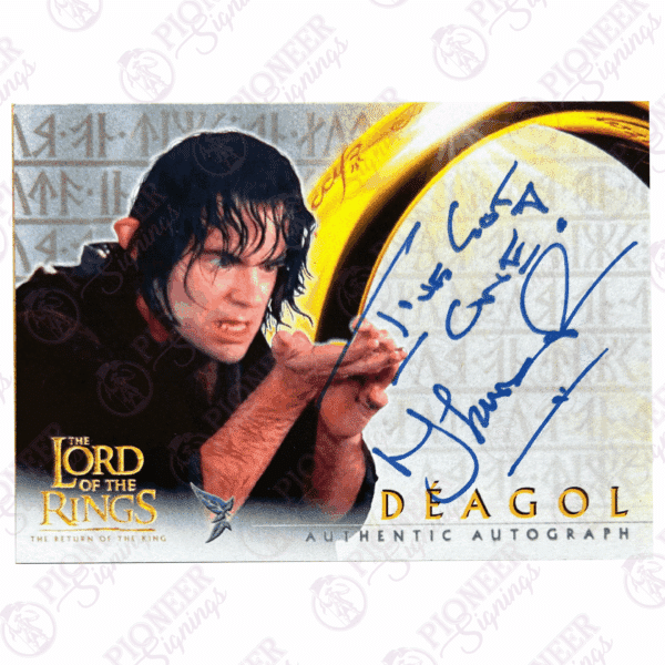 The Lord of the Rings 'Deagol' custom Topps inspired trading card signed by Thomas Robins - Pioneer Signings