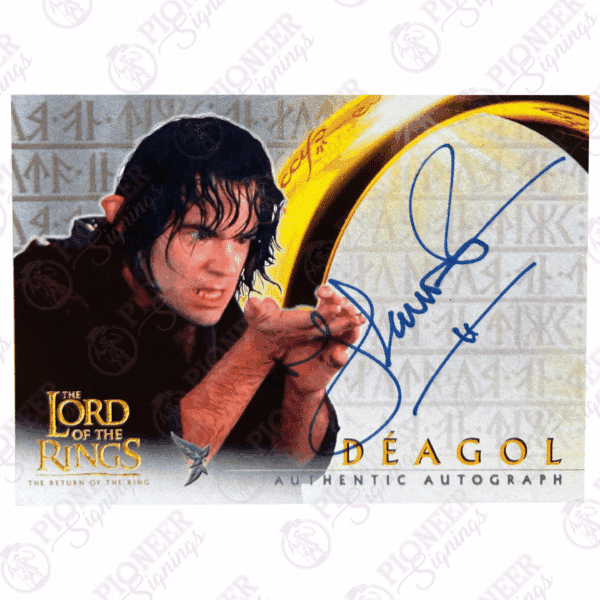 The Lord of the Rings 'Deagol' custom Topps inspired trading card signed by Thomas Robins - Pioneer Signings