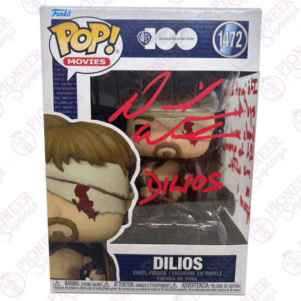 300 ‘Dilios' Funko Pop 1472 - Signed by David Wenham with Character Name and Quote 'It's Just an Eye, The Gods saw fit to grace me with a spare!' — perfect for 300 collectors and fans alike! - Pioneer Signings