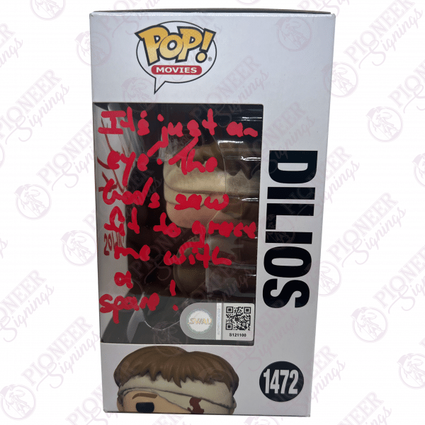 300 ‘Dilios' Funko Pop 1472 - Signed by David Wenham with Character Name and Quote 'It's Just an Eye, The Gods saw fit to grace me with a spare!' — perfect for 300 collectors and fans alike! - Pioneer Signings
