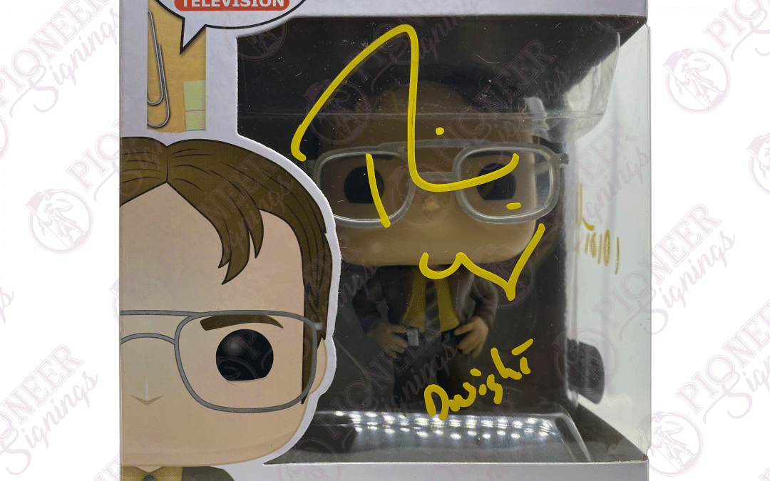 The Office ‘Dwight Schrute’ Funko Pop! 871 Signed by Rainn Wilson with Quote – “Idiot!” (Yellow) +CoA