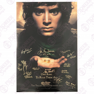 The Lord of the Rings: The Fellowship of the Ring original 'Frodo' One-Sheet poster signed by mutiple cast with 'Treebeard' sketch from Daniel Falconer. All autographs obtained from private signings with Pioneer Signings