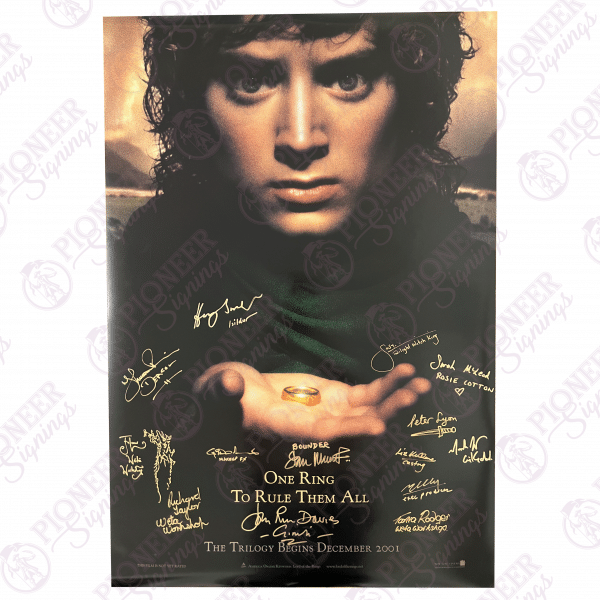 The Lord of the Rings: The Fellowship of the Ring original 'Frodo' One-Sheet poster signed by mutiple cast with 'Treebeard' sketch from Daniel Falconer. All autographs obtained from private signings with Pioneer Signings