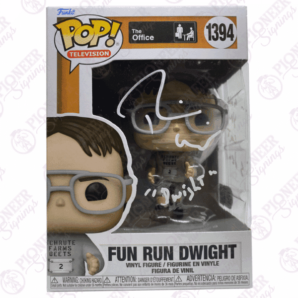 The Office 'Fun Run Dwight' Funko Pop! 1394 Signed by Rainn Wilson with Quote 1 - Pioneer Signings