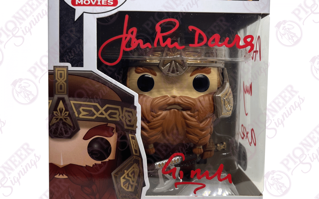 Lord of the Rings Exclusive “Gimli” Funko Pop 629 – Signed by John Rhys-Davies with Character Name & Quote “And My Axe!” (Red) +CoA