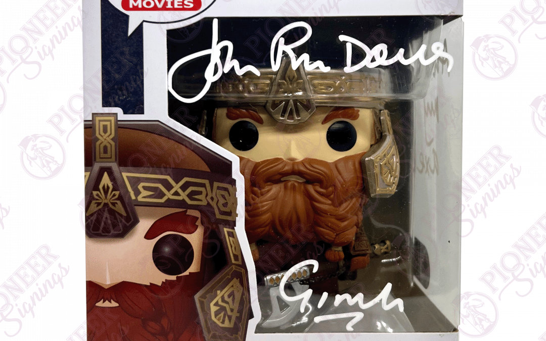 Lord of the Rings Exclusive “Gimli” Funko Pop 629 – Signed by John Rhys-Davies with Character Name & Quote “And My Axe!” (White) +CoA