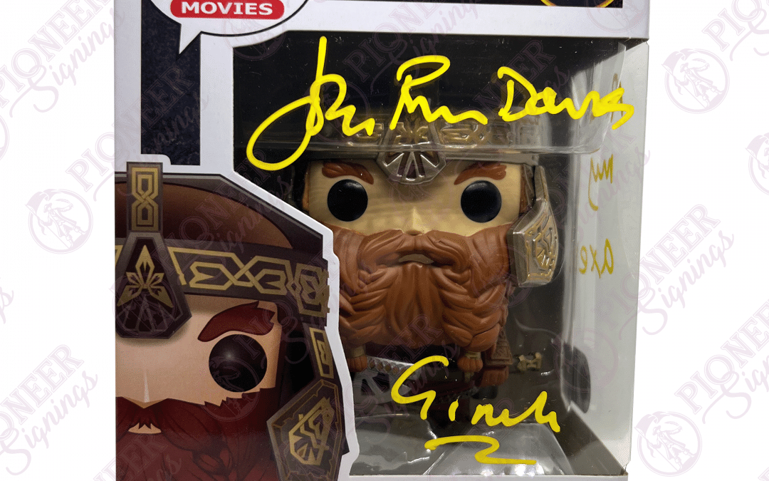 Lord of the Rings Exclusive “Gimli” Funko Pop 629 – Signed by John Rhys-Davies with Character Name & Quote “And My Axe!” (Yellow) +CoA