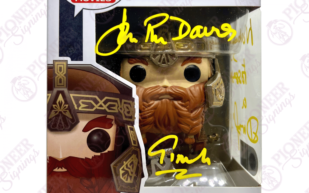 Lord of the Rings Exclusive “Gimli” Funko Pop 629 – Signed by John Rhys-Davies with Character Name & Quote “Nobody Tosses a Dwarf!” (Yellow) +CoA
