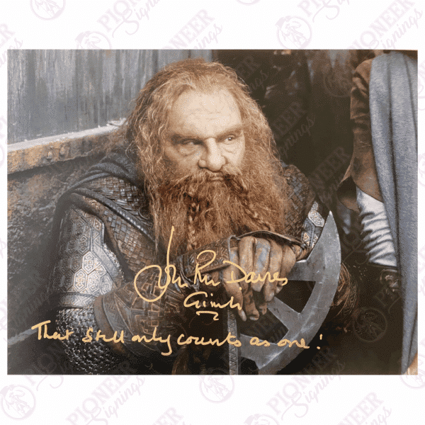 Gimli 11" x 14" Print Signed by John Rhys-Davies with Quote - Pioneer Signings