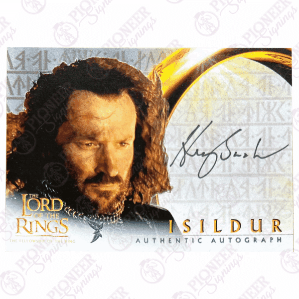 The Lord of the Rings 'Isildur' custom Topps inspired trading card signed by Harry Sinclair - Pioneer Signings
