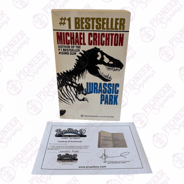 JURASSIC PARK (1993) - Sir Richard Attenborough, Sam Neill and Jeff Goldblum Autographed Paperback Novel - Pioneer Signings
