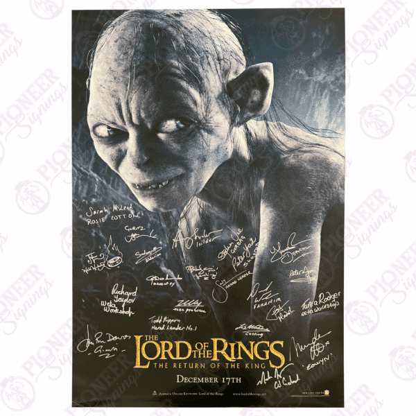 The Lord of the Rings: The Return of the King original 'Gollum' Teaser quad poster with 'The One Ring' sketch from Daniel Falconer. All autographs obtained from private signings with Pioneer Signings