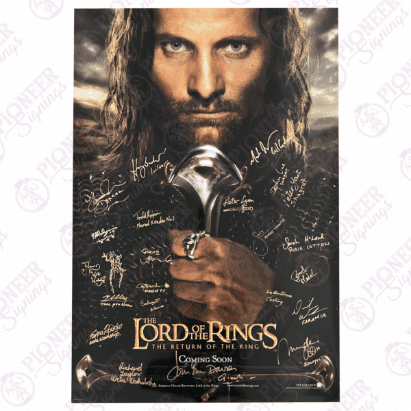 The Lord of the Rings: The Return of the King original 'Aragorn' Teaser quad poster with 'Treebeard' sketch from Daniel Falconer. All autographs obtained from private signings with Pioneer Signings