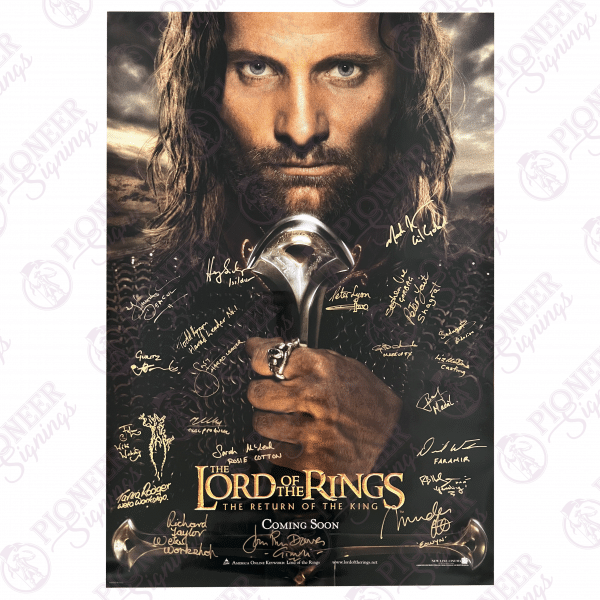 The Lord of the Rings: The Return of the King original 'Aragorn' Teaser quad poster with 'Treebeard' sketch from Daniel Falconer. All autographs obtained from private signings with Pioneer Signings
