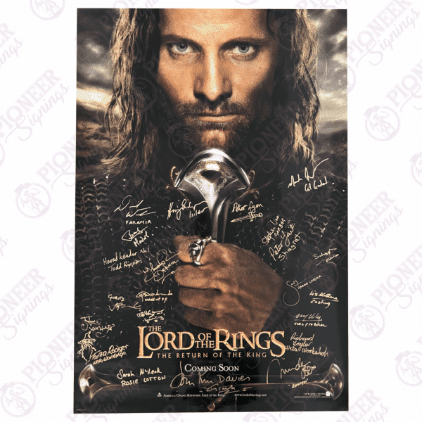 The Lord of the Rings: The Return of the King original 'Aragorn' Teaser quad poster with 'Gandalf' sketch from Daniel Falconer. All autographs obtained from private signings with Pioneer Signings