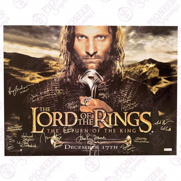 The Lord of the Rings: The Return of the King original 'Aragorn' Teaser quad poster with 'Treebeard' sketch from Daniel Falconer. All autographs obtained from private signings with Pioneer Signings
