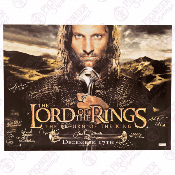 The Lord of the Rings: The Return of the King original 'Aragorn' Teaser quad poster with 'Treebeard' sketch from Daniel Falconer. All autographs obtained from private signings with Pioneer Signings