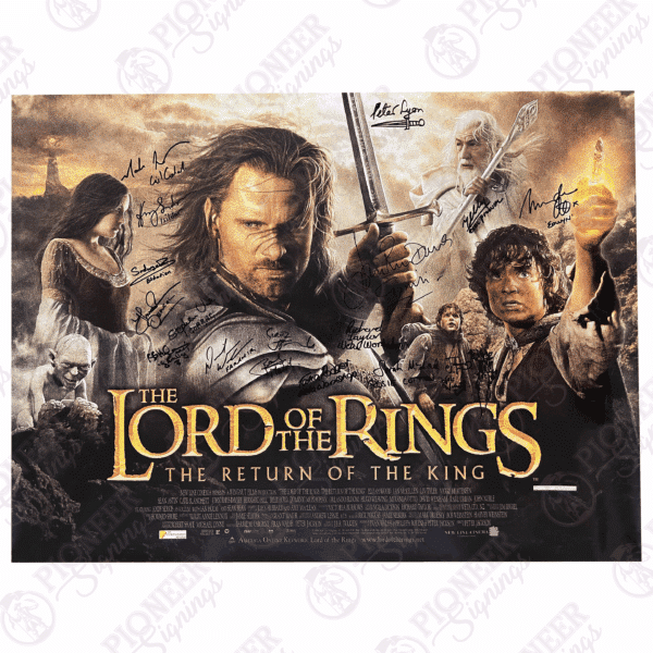 The Lord of the Rings: The Return of the King original theatrical quad poster with 'Treebeard' sketch from Daniel Falconer. All autographs obtained from private signings with Pioneer Signings