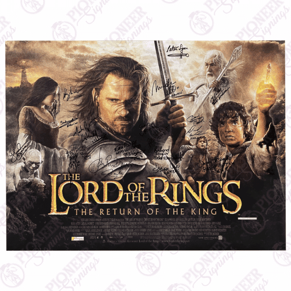 The Lord of the Rings: The Return of the King original theatrical quad poster with 'Treebeard' sketch from Daniel Falconer. All autographs obtained from private signings with Pioneer Signings