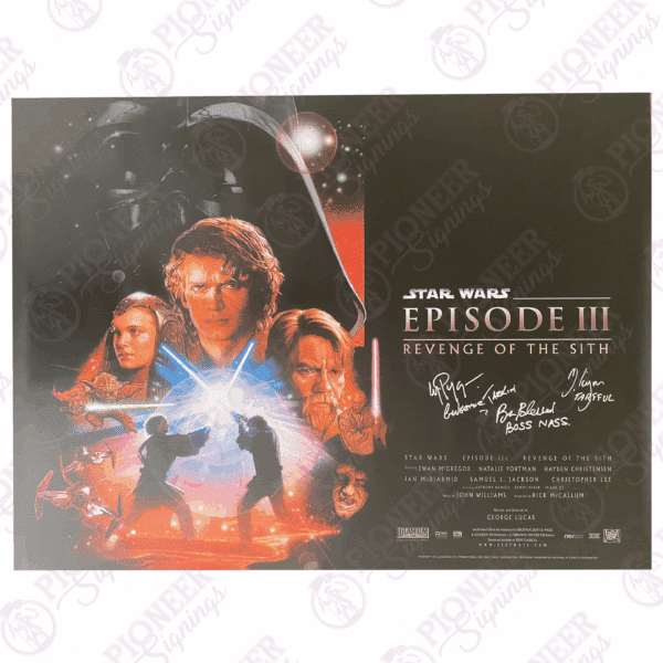 Star Wars Episode III: Revenge of the Sith original theatrical quad poster signed by Brian Blessed (Boss Nass), Michael Kingma (Tarfful) & Wayne Pygram (Grand Moff Tarkin)