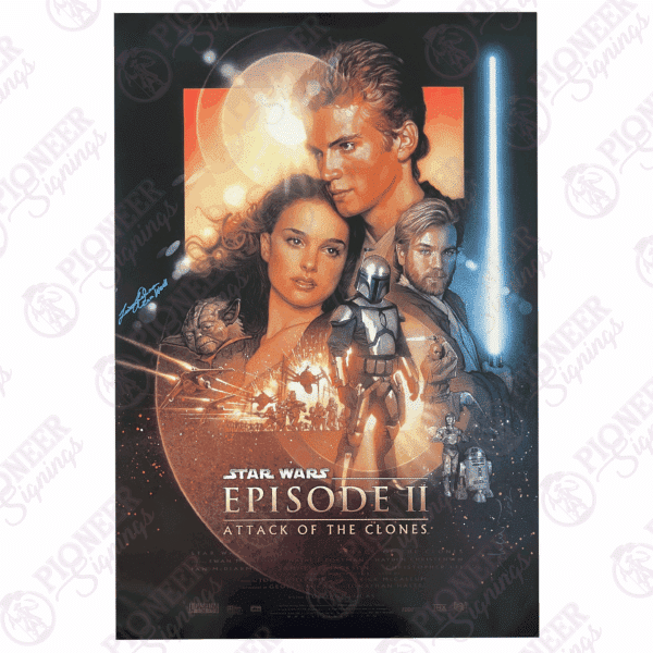 Star Wars Episode II: Attack of the Clones original single sided one sheet poster signed by Leeanna Walsman (Zam Wesell) - Pioneer Signings