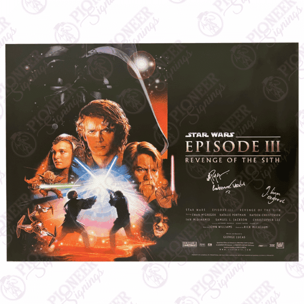 Star Wars Episode III: Revenge of the Sith original theatrical quad poster signed by Michael Kingma (Tarfful) & Wayne Pygram (Grand Moff Tarkin) - Pioneer Signings