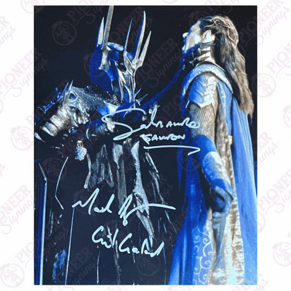Sauron vs Gilgalad 8x10 Silver - Sala Baker & Mark Ferguson - Pioneer Signings