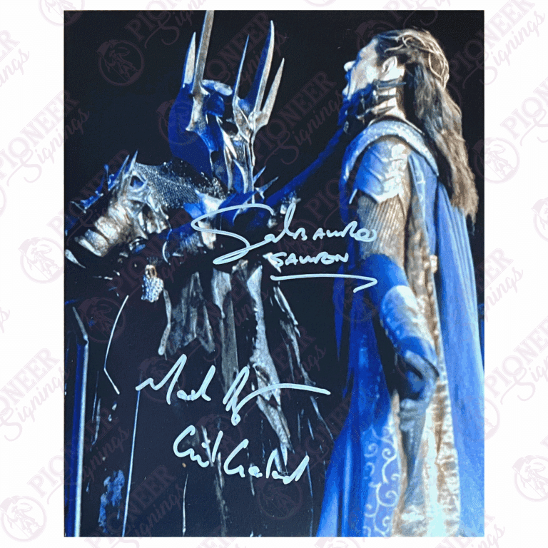 Sauron vs Gilgalad 8x10 Silver - Sala Baker & Mark Ferguson - Pioneer Signings