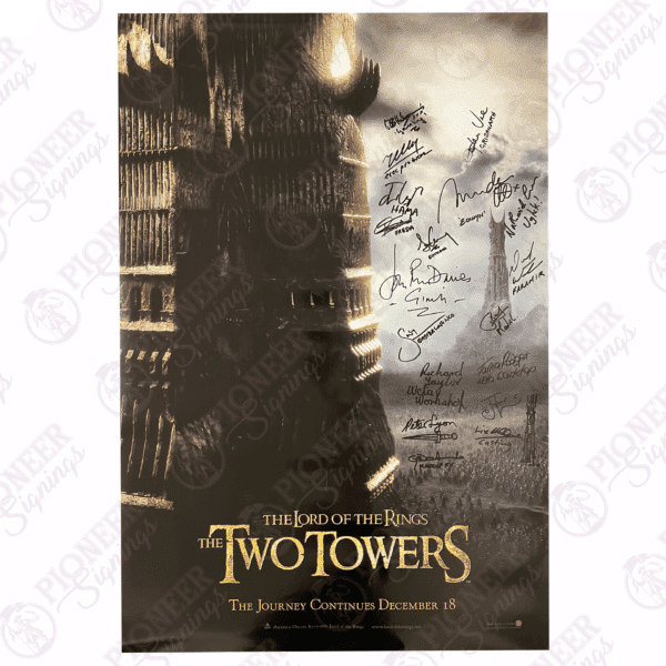 The Lord of the Rings: The Two Towers original 'Towers' teaser One-Sheet poster with 'Orthanc' sketch from Daniel Falconer. All autographs obtained from private signings with Pioneer Signings