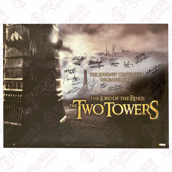 The Lord of the Rings: The Two Towers original 'Towers' teaser quad poster. All autographs obtained from private signings with Pioneer Signings