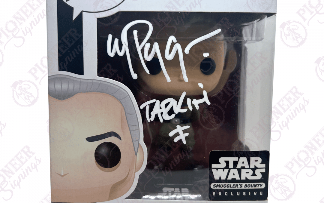 Star Wars Smugglers Bounty Exclusive “Grand Moff Tarkin” Funko Pop 159 Signed by Wayne Pygram with CN (white) +CoA