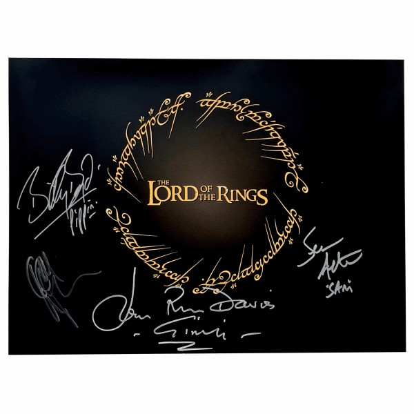 The Lord of the Rings 14x16 Cast Print - John Rhys-Davies, Sean Astin, Dominic Monaghan & Billy Boyd - Pioneer Signings