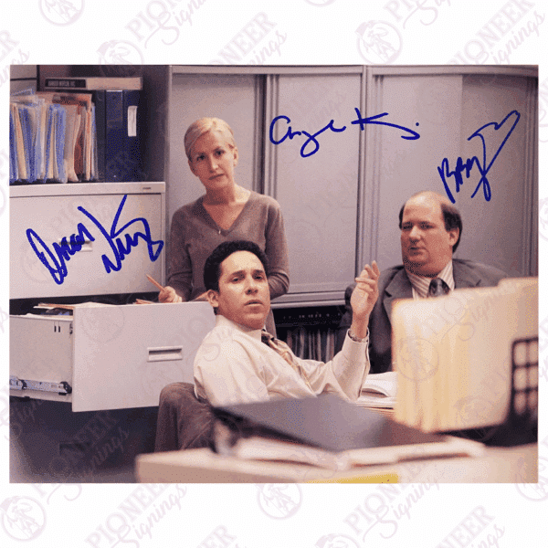 The Office (US) 'The Accountants' Angela, Kevin & Oscar 8" x 10" Print Signed by Angela Kinsey, Brian Baumgartner & Oscar Nunez - Pioneer Signings