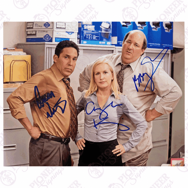 The Office (US) 'The Accountants' Angela, Kevin & Oscar 8" x 10" Print Signed by Angela Kinsey, Brian Baumgartner & Oscar Nunez - Pioneer Signings