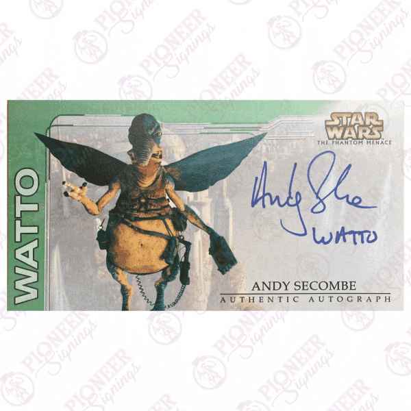 Star Wars 'Watto' custom Topps inspired trading card signed by Andy Secombe - Pioneer Signings