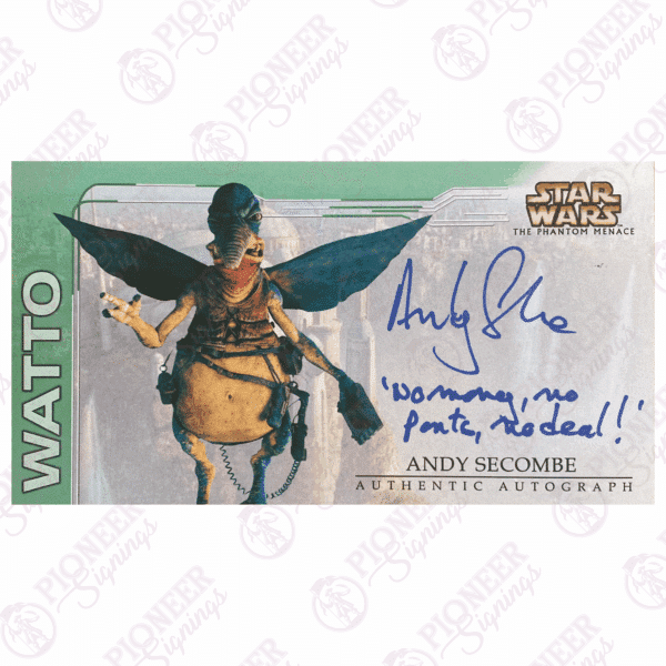 Star Wars 'Watto' custom Topps inspired trading card signed by Andy Secombe - Pioneer Signings