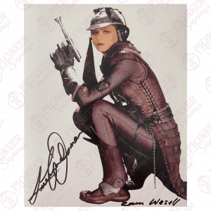 Star Wars: Attack of the Clones Zam Wesell 'Blaster Pistol' 8" x 10" Print Signed by Leeanna Walsman - Pioneer Signings