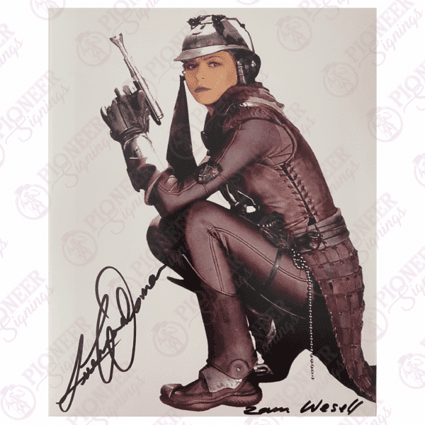 Star Wars: Attack of the Clones Zam Wesell 'Blaster Pistol' 8" x 10" Print Signed by Leeanna Walsman - Pioneer Signings