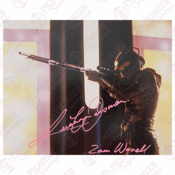 Star Wars: Attack of the Clones Zam Wesell 'Projectile Rifle' 8" x 10" Print Signed by Leeanna Walsman - Pioneer Signings