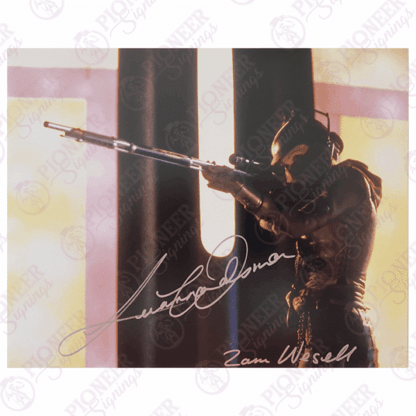 Star Wars: Attack of the Clones Zam Wesell 'Projectile Rifle' 8" x 10" Print Signed by Leeanna Walsman - Pioneer Signings